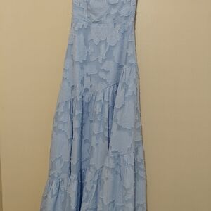 Hello Molly Blue Tiered Sweetheart Maxi Gown